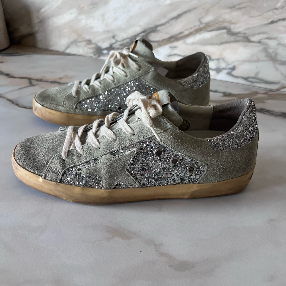 Golden Goose Silver Glitter Sneakers